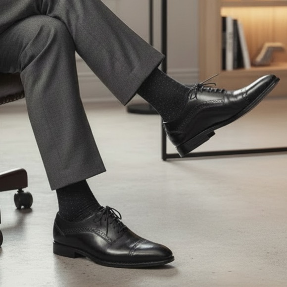 Belvedere Merlo Cap Toe Oxford Dress Shoes Black Leather Size 11D Made in Brazil main image 7